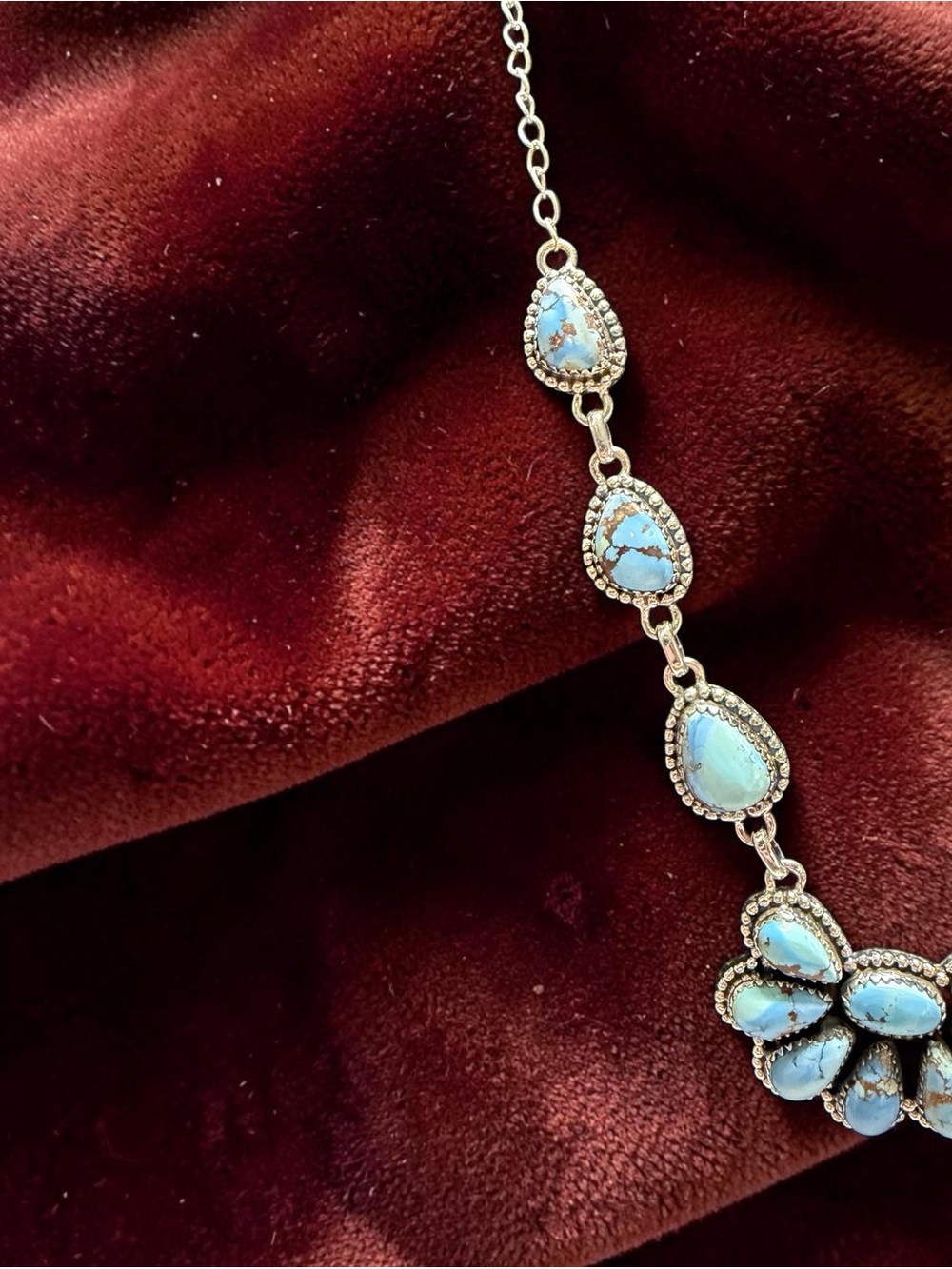 Golden Hills Turquoise Teardrop in Solid Sterling Silver Stunning Necklace - Picture 4 of 14